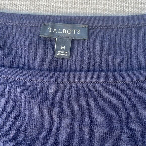 Talbots navy blue short sleeve knit blouse medium/30 - Picture 3 of 7